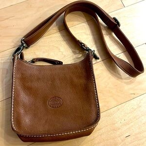 Brand new roots brown leather mini crossbody bag